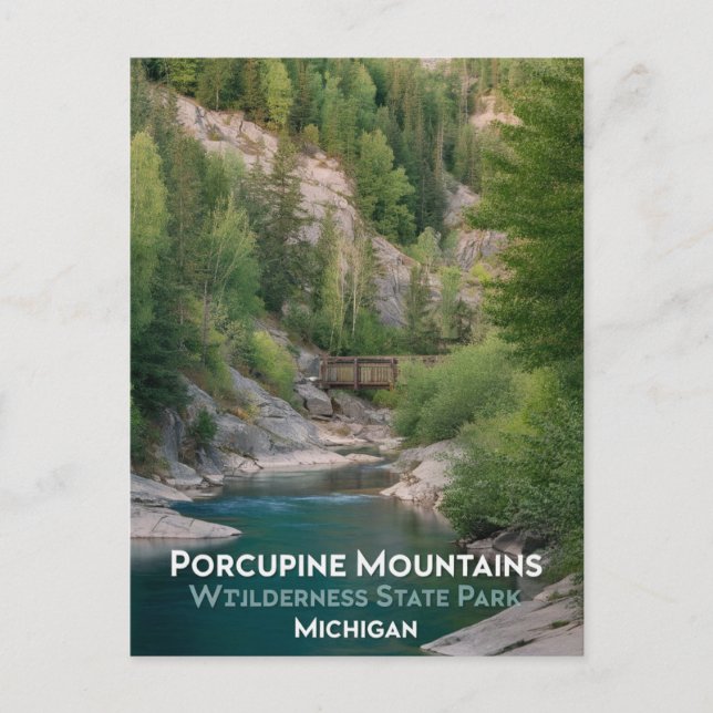 Postal Parque Estatal Porcupine Mountains Michigan Travel (Anverso)
