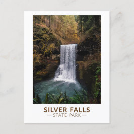 Postal Parque Estatal Silver Falls Oregon Watercolor Vint