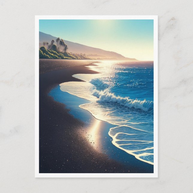 Postal Parque Estatal Waianapanapa Playa de Arena Negra,  (Anverso)