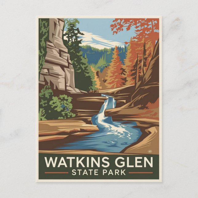 Postal Parque estatal Watkins Glen, estilista (Anverso)
