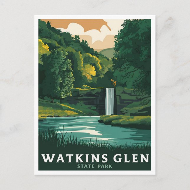Postal Parque Estatal Watkins Glen, Nueva York. (Anverso)