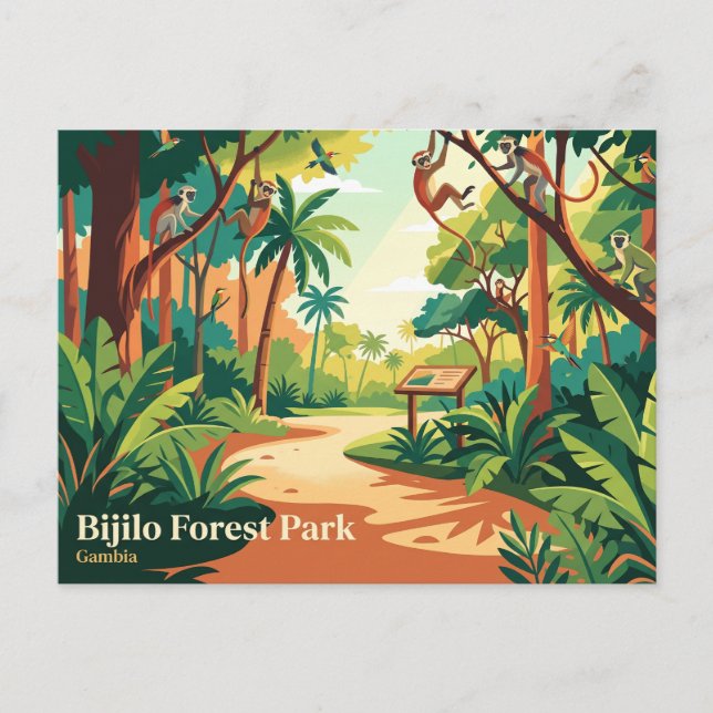 Postal Parque Forestal de Bijilo (Parque del Mono) Gambia (Anverso)