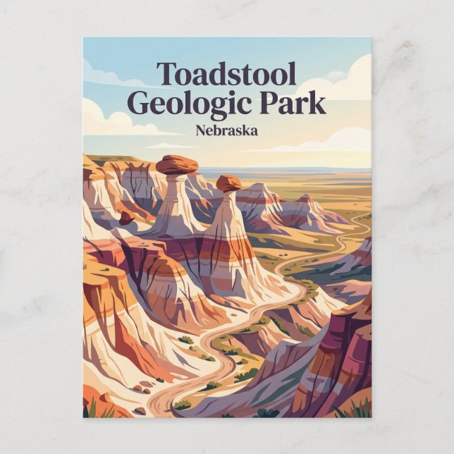 Postal Parque Geológico Toadstool Nebraska (Anverso)