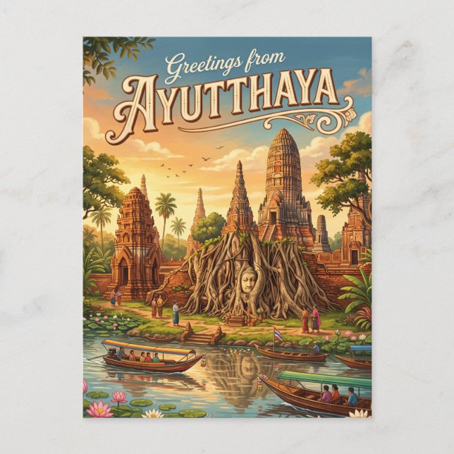 Postal Parque Histórico de Ayutthaya Tailandia (Anverso)