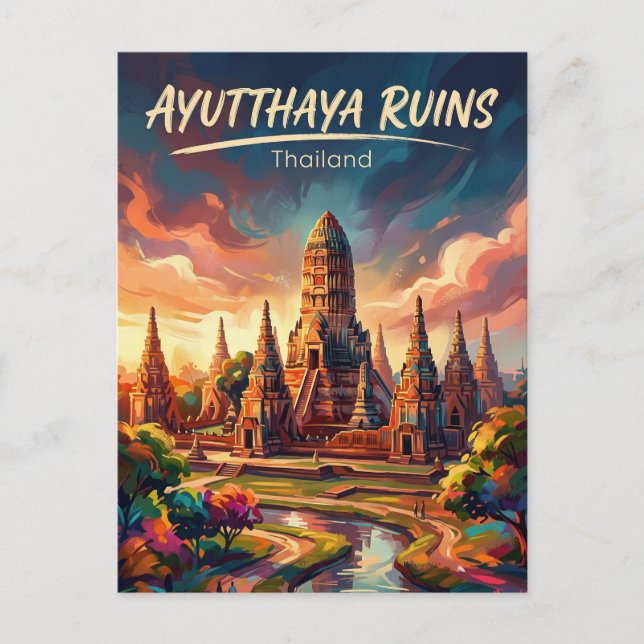 Postal Parque Histórico de Ayutthaya Tailandia (Anverso)