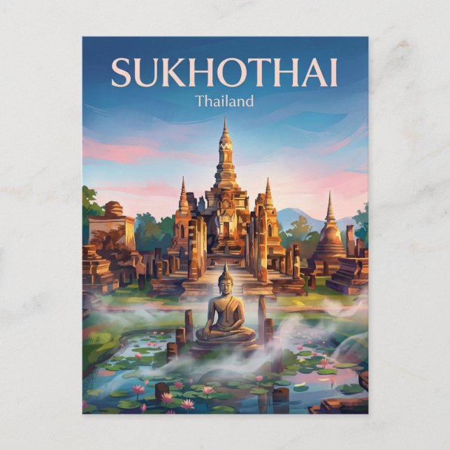 Postal Parque Histórico de Sukhothai Tailandia (Anverso)