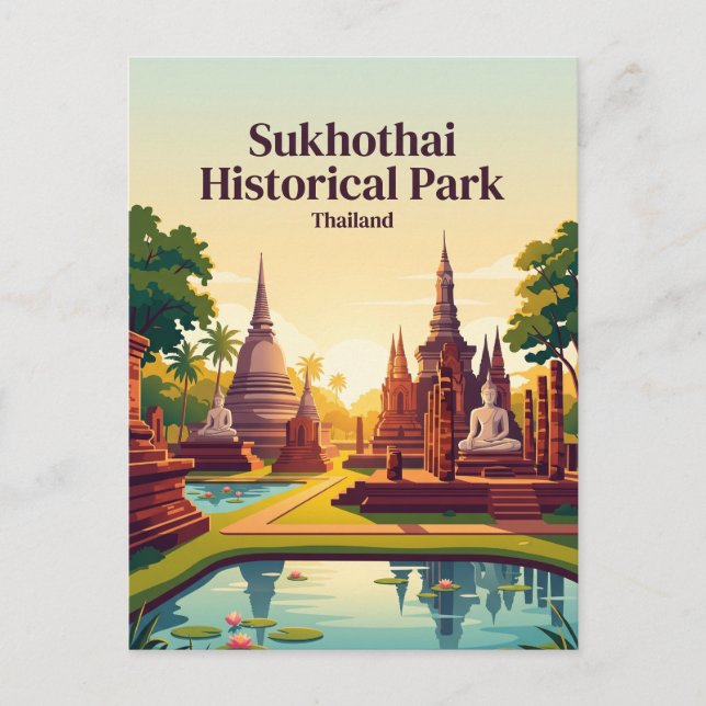 Postal Parque Histórico de Sukhothai Tailandia (Anverso)