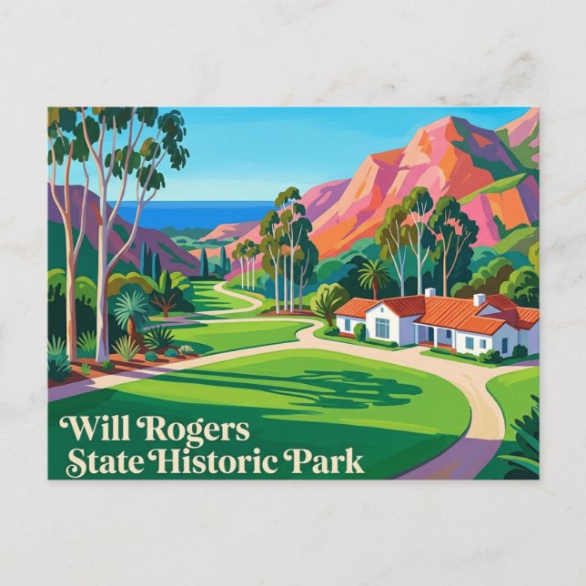 Postal Parque Histórico Estatal Will Rogers California (Anverso)