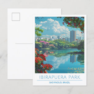 Postal Parque Ibirapuera Sao Paolo Brasil Viaje de época