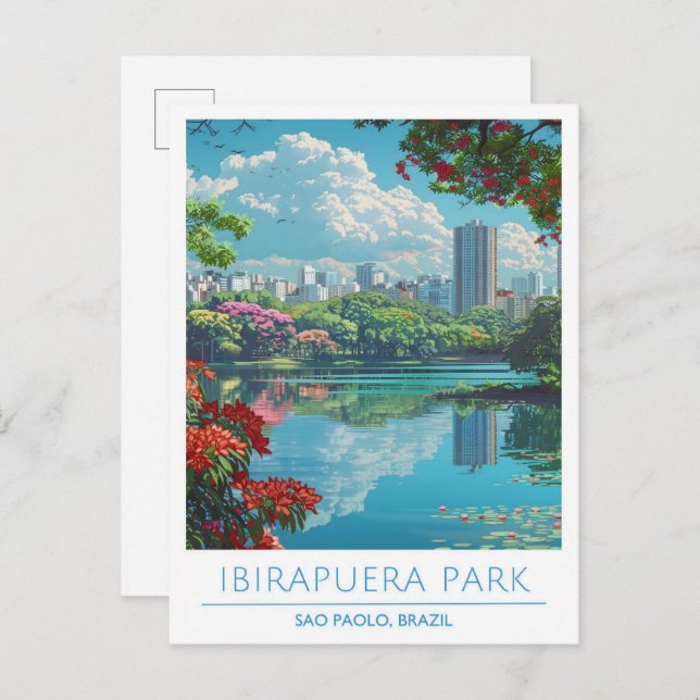 Postal Parque Ibirapuera Sao Paolo Brasil Viaje de época (Anverso / Reverso)