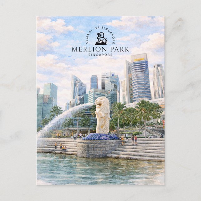 Postal Parque Merlion Singapur | Punto de referencia en a (Anverso)