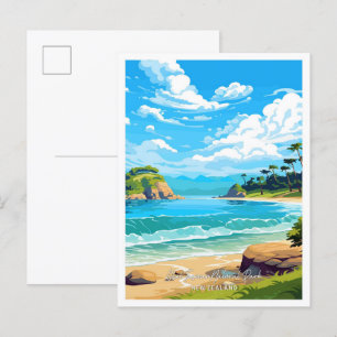 Postal Parque nacional Abel Tasman ilustracion de Viajes