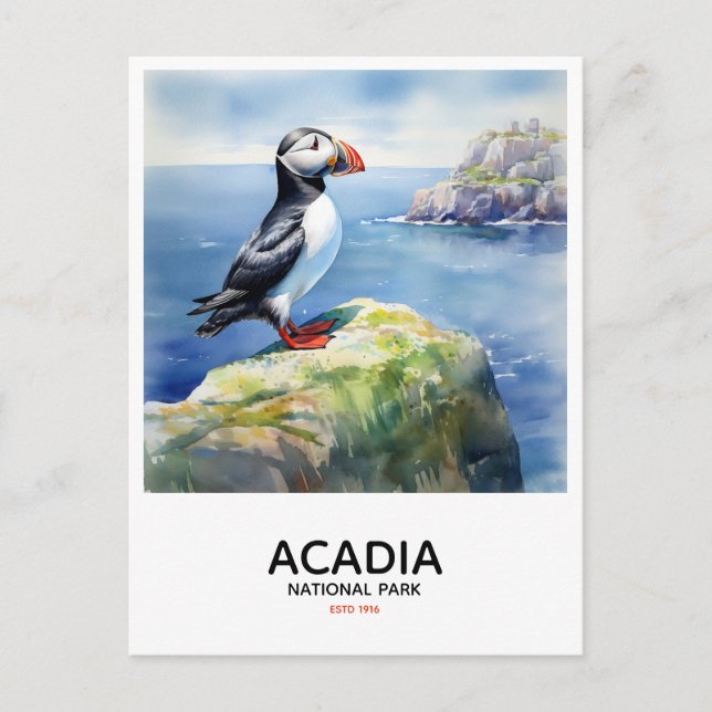 Postal Parque nacional Acadia - Aleta de Puffin (Anverso)