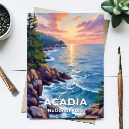 Postal Parque Nacional Acadia | Arte de Viaje Pintura Mai