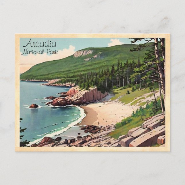 Postal Parque nacional Acadia Bar Harbour Vintage (Anverso)