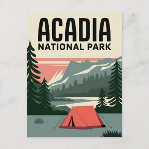 Postal Parque nacional Acadia Camping Vintage