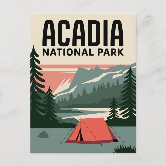 Postal Parque nacional Acadia Camping Vintage (Anverso)