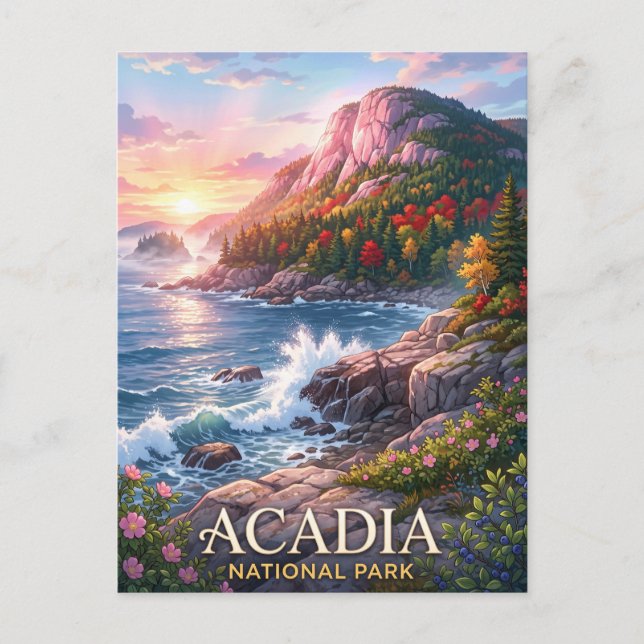 Postal Parque Nacional Acadia Costa Rocosas (Anverso)