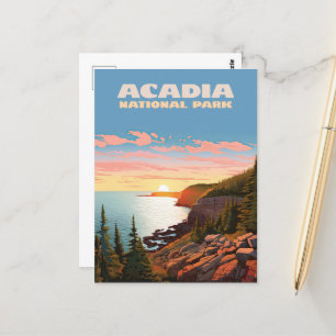 Postal Parque nacional Acadia Maine Coast Retro
