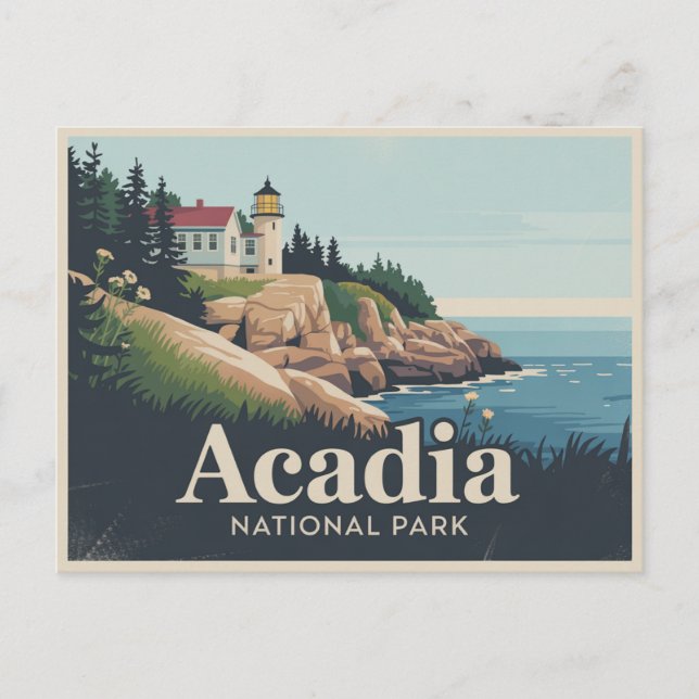 Postal Parque nacional Acadia Postcard Retro (Anverso)