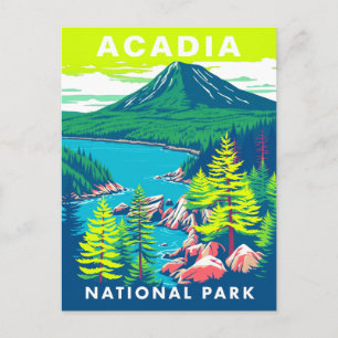 Postal Parque Nacional Acadia USA Viaje Vintage