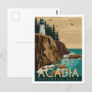 Postal Parque nacional Accadia Ilustracion del lugar de v