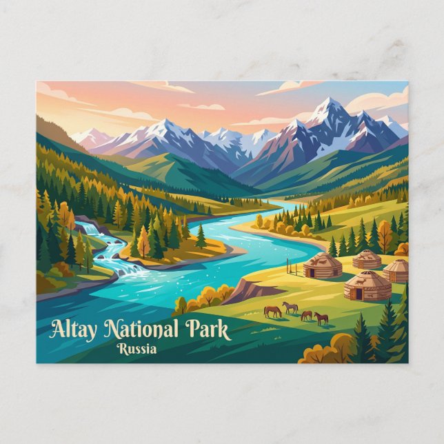 Postal Parque Nacional Altay Rusia (Anverso)