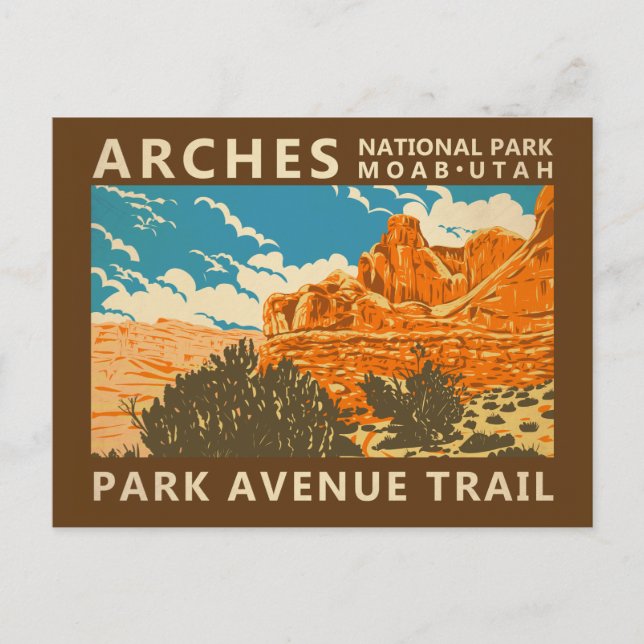 Postal Parque nacional Arches Avenida Parque Utah 3 (Anverso)