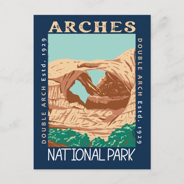 Postal Parque Nacional Arches Doble Arco Retro Molesto (Anverso)