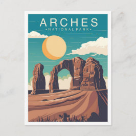Postal Parque nacional Arches Ilustracion de viajes Utah