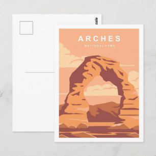 Postal Parque nacional Arches Ilustracion del lugar de vi