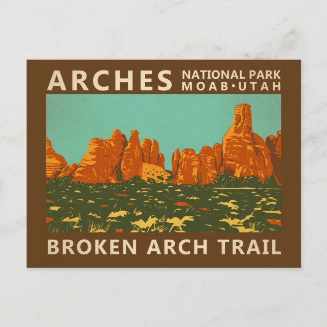Postal Parque nacional Arches Parque nacional Utah Broken (Anverso)