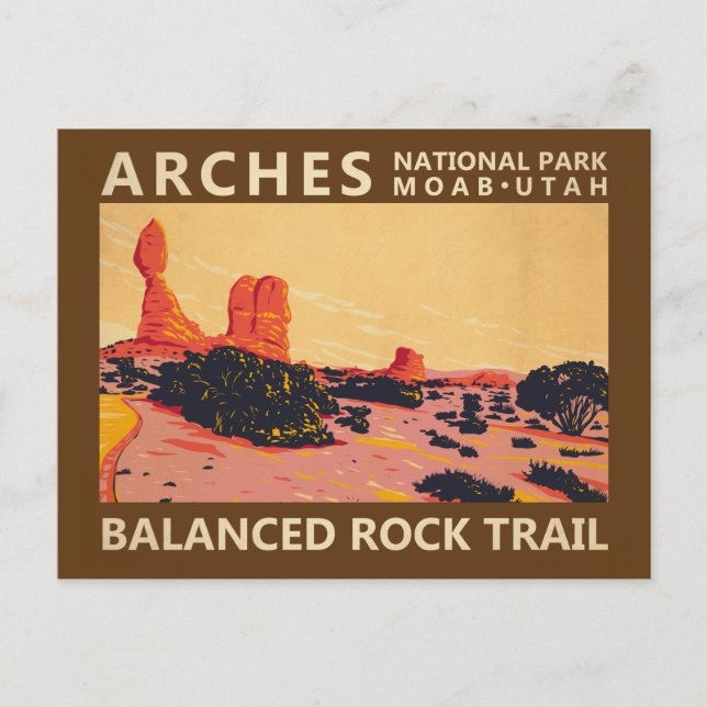 Postal Parque nacional Arches Rutah Balancing Rock (Anverso)