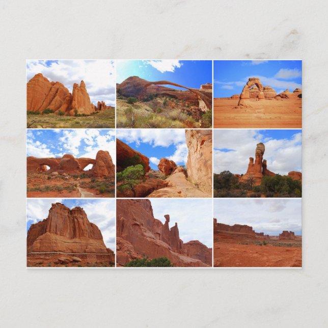 Postal Parque Nacional Arches, Utah, Collage, Postcard (Anverso)
