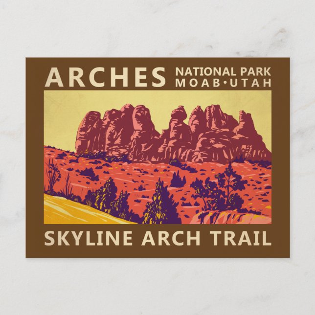 Postal Parque Nacional Arches Utah Skyline Arch Trail Ret (Anverso)
