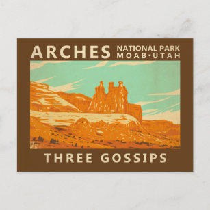 Postal Parque nacional Arches Utah Three Gossips Vintage