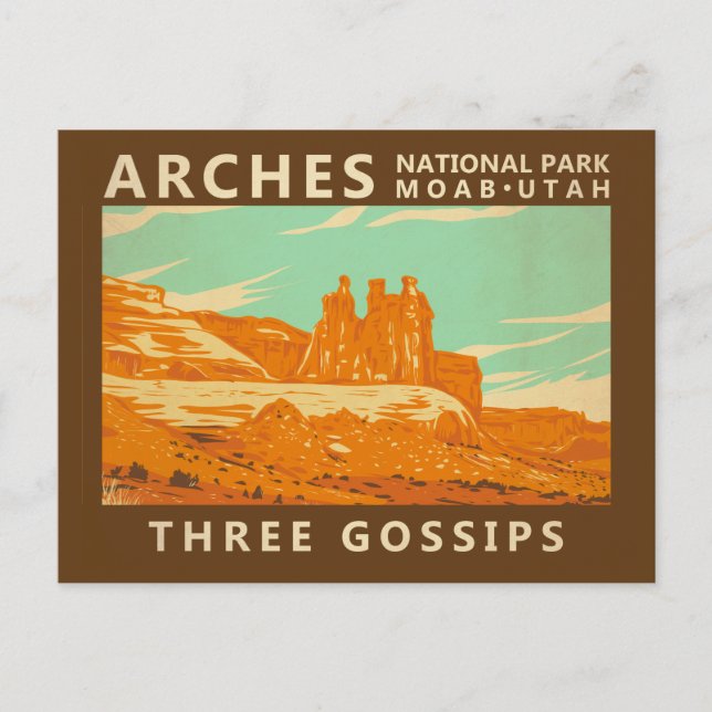 Postal Parque nacional Arches Utah Three Gossips Vintage (Anverso)