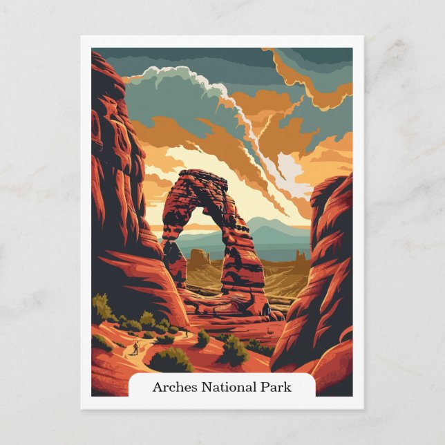 Postal Parque nacional Arches, Utah Travel Vintage (Anverso)