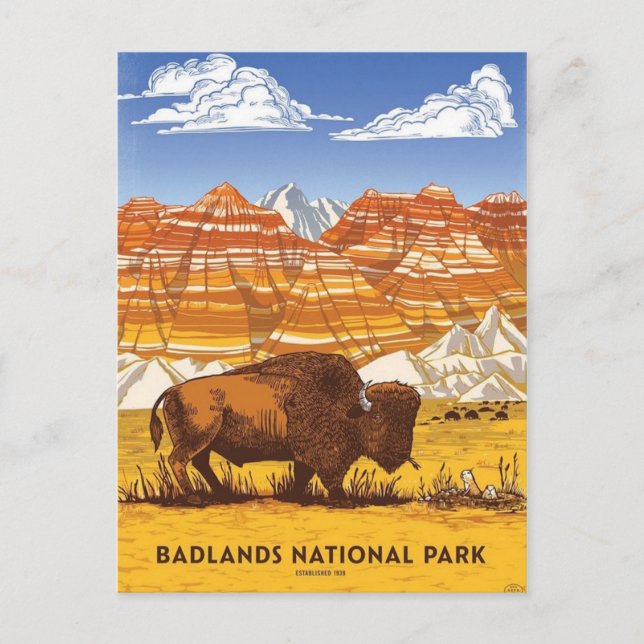 Postal Parque nacional Badlands (Anverso)