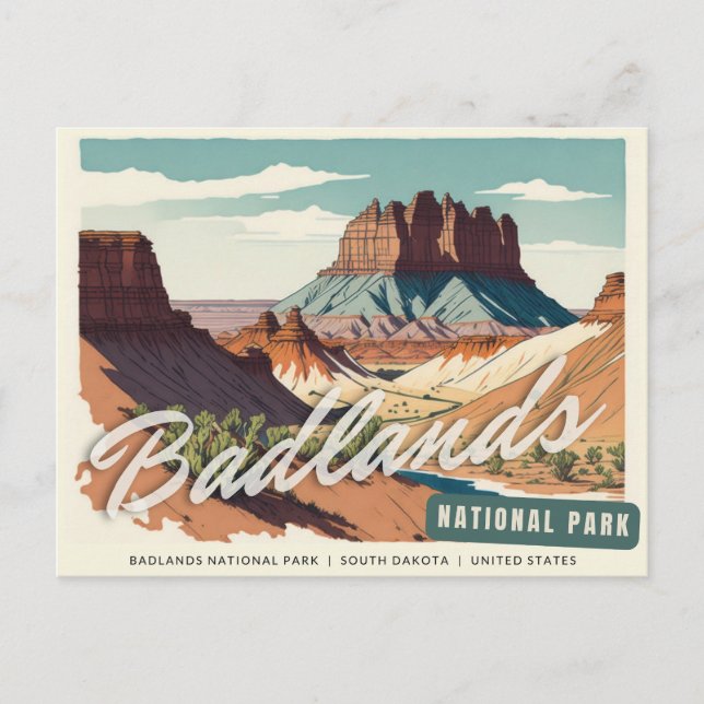 Postal Parque nacional Badlands (Anverso)