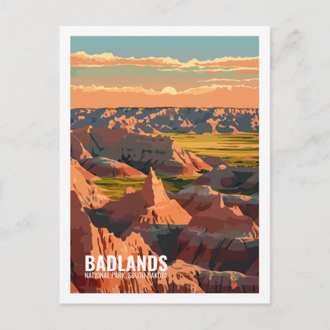 Postal Parque nacional Badlands Dakota del Sur Estados Un (Anverso)