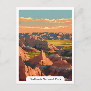 Postal Parque Nacional Badlands Dakota del Sur Viaje Vint
