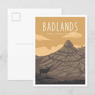 Postal Parque nacional Badlands South Dakota EE.UU. Viaje