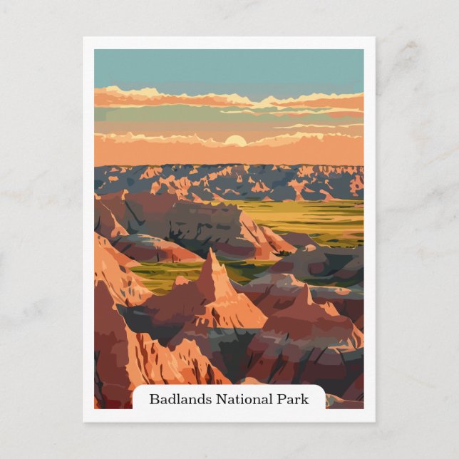 Postal Parque nacional Badlands South Dakota Viaje Viaje  (Anverso)