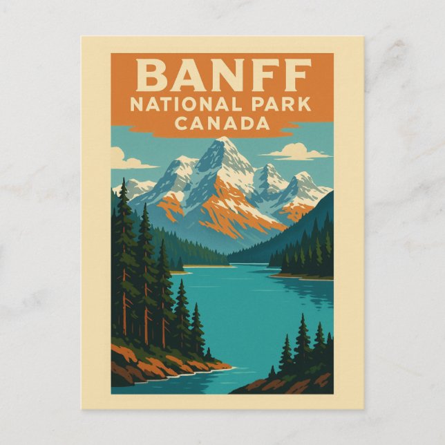 Postal Parque nacional Banff Alberta Canada Vintage (Anverso)