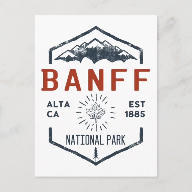 Postal Parque nacional Banff Canadá Vintage con problemas (Anverso)