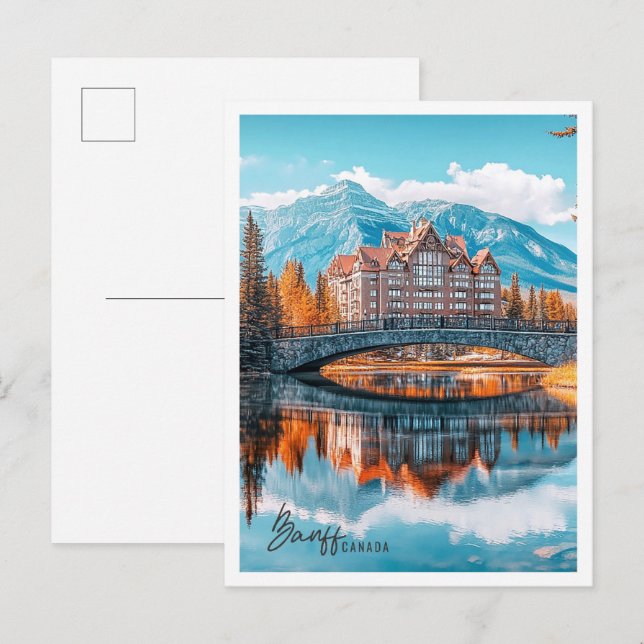 Postal Parque Nacional Banff de Canadá, el hermoso lugar (Anverso / Reverso)