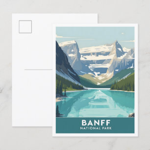 Postal Parque nacional Banff Ilustracion de viajes Canadá