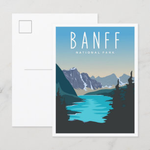 Postal Parque nacional Banff Ilustracion de Viajes Vintag