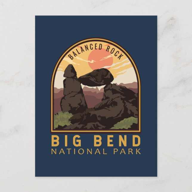 Postal Parque nacional Big Bend Emblema de Rock Balanced  (Anverso)